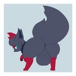 1:1 2018 anus arawnn arawnn_(artist) backsack balls balls_expansion big_balls big_butt black_body black_fur border butt butt_expansion butt_focus canid canine expansion fan_character feral fluffy fluffy_tail fur generation_5_pokemon genital_expansion genitals green_eyes grey_background hi_res huge_balls huge_butt looking_at_viewer looking_back lumpsofcole male mammal multicolored_body multicolored_fur nintendo nude pokemon pokemon_(species) presenting presenting_hindquarters rear_view red_body red_fur simple_background solo tail thick_thighs two_tone_body two_tone_fur white_border zorua