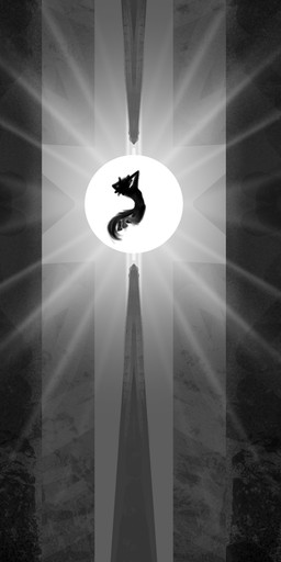 anthro arched_back brutalist_architecture concrete covering covering_ears floating lens_flare male orb silhouette solo nopulant nopulant_(nopulant) canid canine mammal maned_wolf 1:3 absurd_res hi_res monochrome