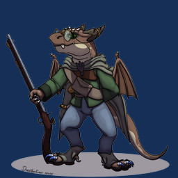 4_fingers 4_toes anthro brown_body brown_scales claws cloak clothing countershading crossbelt dewclaw digitigrade digitigrade_boots digitigrade_footwear dipstick_tail eyewear feet fingers flintlock footwear furgonomic_footwear furgonomics glasses green_eyes gun horn jezail_firearm male markings membrane_(anatomy) membranous_wings powder_horn pupils ranged_weapon scales slit_pupils snaggle_tooth solo standing tail tail_markings tan_body tan_scales toe_claws toes weapon wearing_glasses wings doesnotexist paizo pathfinder bryce_daeless kobold kobold_(pf2e) scalie 1:1 2025 alpha_channel dated digital_media_(artwork) hi_res signature