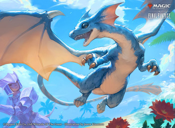3_fingers ambiguous_gender armor blue_body blue_scales cloud day duo feral fingers flower flying headgear helmet membrane_(anatomy) membranous_wings open_mouth outside palm_tree plant plate_armor scales smile tail text tree wings thatjaykart final_fantasy final_fantasy_xi hasbro magic:_the_gathering mythology square_enix wizards_of_the_coast dragon human mammal mythological_creature mythological_scalie scalie 2025 english_text hi_res official_art