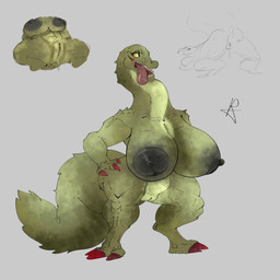 anthro big_breasts big_butt breasts butt dragon_tail female genitals green_body green_scales huge_breasts huge_butt hyper hyper_breasts mane monster_girl_(genre) multiple_angles muscular nipples non-mammal_breasts non-mammal_nipples non-mammal_vulva open_mouth scales solo thick_thighs tongue tongue_out vulva wet white_mane wide_hips yellow_eyes yaginoko capcom monster_hunter mythology brute_wyvern deviljho dragon mythological_creature mythological_scalie scalie 1:1 absurd_res hi_res