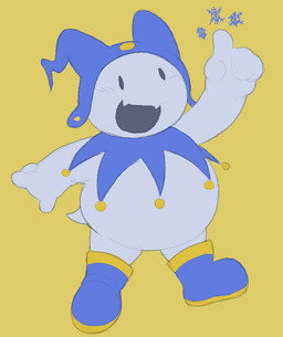 4_fingers belly big_belly black_eyes blue_boots blue_clothing blue_footwear blue_hat blue_headwear blush blush_lines boots clothing empty_eyes featureless_crotch fingers flesh_fang footwear happy hat headgear headwear male mostly_nude not_furry open_mouth open_smile overweight overweight_humanoid overweight_male shoes short shortstack shortstack_male simple_background smile snowflake solo standing tail three-quarter_view white_body yellow_background cafongterua atlus megami_tensei sega jack_frost_(megami_tensei) humanoid imp tailed_humanoid 2025 digital_media_(artwork) full-length_portrait portrait