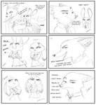 2018 absurd_res anthro aralyre bodily_fluids canid canine clothed clothing comic cross-popping_vein dialogue disney duo english_text fox fully_clothed fur hard_translated hi_res judy_hopps lagomorph leporid mammal monochrome nick_wilde open_mouth open_smile police police_uniform rabbit red_fox smile sweat sweatdrop text third-party_edit translated true_fox uniform zootopia