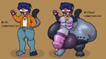 anthro balls before_and_after bell bell_collar big_balls big_butt big_penis blep blue_hair blush bodily_fluids bottomwear breasts butt clothing collar denim denim_bottomwear denim_clothing facial_piercing fangs foreskin fur genital_fluids genitals grey_body grey_fur growth gynomorph hair hair_over_eyes huge_balls huge_butt huge_penis hyper hyper_balls hyper_butt hyper_genitalia hyper_penis intersex jacket jeans leaking_precum multi_breast nose_piercing nude pants penis piercing precum solo_focus teeth text tongue tongue_out topwear dominogooper domino_goocat domestic_cat felid feline felis mammal 16:9 english_text hi_res widescreen