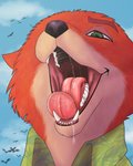 anthro bodily_fluids drooling hungry male mouth_shot open_mouth powerful saliva solo teeth throat tongue deanwolfwood disney zootopia nick_wilde canid canine fox mammal red_fox true_fox 4:5 hi_res