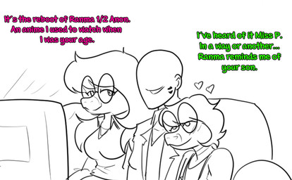 anthro bald clothing dialogue eyelashes eyewear female furniture glasses group hair human_on_anthro interspecies jacket kiss_mark male male/male male_on_anthro male_on_human mature_anthro mature_female round_glasses short_hair smile snout sofa text topwear trio watching_television arsenic_iii cavemanon_studios goodbye_volcano_high ko_op_(game_developer) snoot_game anon_(snoot_game) pepper_(snoot_game) sage_(gvh) dinosaur dromaeosaurid human mammal microraptor prehistoric_species reptile saurischian scalie theropod 2025 english_text monochrome mother_(lore) mother_and_child_(lore) mother_and_son_(lore) parent_(lore) parent_and_child_(lore) parent_and_son_(lore) son_(lore)
