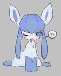 ambiguous_gender blue_body blue_hair blush dipstick_limbs grey_background hair heart_symbol one_eye_closed simple_background sitting solo speech_bubble text wink podo nintendo pokemon eeveelution generation_4_pokemon glaceon pokemon_(species) korean_text translated