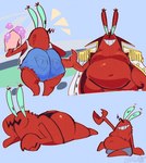 anthro bathing belly big_belly big_butt blue_background bottomwear butt car_wash clothing denim denim_bottomwear denim_clothing denim_shorts male mature_male moobs red_body red_skin shorts simple_background slightly_chubby slightly_chubby_male smile solo speedo swimwear year cchilab nickelodeon spongebob_squarepants mr._krabs arthropod crab crustacean decapoda malacostracan marine 2022 artist_name dated digital_media_(artwork) hi_res meme multiple_images signature