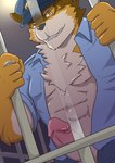 abs anthro brown_body brown_fur clothing erection fur genitals male muscular muscular_anthro muscular_male penis police police_hat police_officer police_uniform prison prison_cell solo uniform ilan1985 lifewonders live_a_hero barrel_(live_a_hero) canid canine canis mammal wolf
