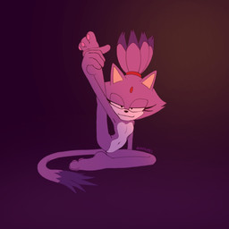 3_toes anthro black_eyes black_nose breasts dipstick_tail eyelashes featureless_breasts featureless_crotch feet female flexible forehead_gem front_view fur gem looking_at_viewer markings navel nude pawpads paws pink_pawpads plantigrade purple_background purple_body purple_fur raised_leg simple_background small_breasts smile soles solo tail tail_markings toes white_body white_fur 34frames sega sonic_the_hedgehog_(series) blaze_the_cat domestic_cat felid feline felis mammal 1:1 hi_res