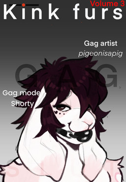 anthro ball_gag brown_eyes brown_hair ears_down fur gag hair looking_at_viewer male pink_body pink_fur pivoted_ears solo tattoo text pigeonisapig shorty_(shortybuns) lagomorph leporid mammal rabbit absurd_res artist_name cover english_text hi_res magazine_cover