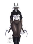 anthro big_breasts biped breasts crossgender curvy_figure female fur grey_body grey_fur melee_weapon sickle simple_background weapon white_background wide_hips alansylvasta dreamworks puss_in_boots_(franchise) death_(puss_in_boots) canid canine canis mammal wolf 3:4 hi_res