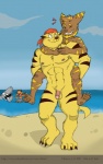 anthro balls beach biceps big_muscles carrying_another circumcised detailed_background flaccid fur genitals group humanoid_genitalia humanoid_penis male male/male muscular muscular_male navel nipples nude outside penis piggyback sand seaside smile water rthur hanna-barbera ratchet_and_clank sony_corporation sony_interactive_entertainment swat_kats ash_(kiriyama1084) chance_furlong jake_clawson domestic_cat felid feline felis fish lombax mammal marine shark 2013