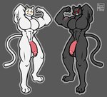 anthro armpit_hair black_body black_fur body_hair duo flaccid flexing fur genitals hand_behind_head male male/male mattym8 muscular penis red_eyes smile white_body white_fur yellow_eyes supermattym8 epic_games fortnite meowscles meowscles_(ghost) meowscles_(shadow) domestic_cat felid feline felis mammal hi_res