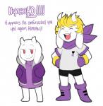 alternate_universe anthro blonde_hair boots clothed clothing duo female footwear fur gloves hair handwear hoodie horn male no_pupils red_eyes shoes simple_background text topwear white_background white_body white_fur friisans altertale undertale undertale_(series) asgore_(altertale) asgore_dreemurr toriel toriel_(altertale) boss_monster_(undertale) bovid caprine mammal english_text hi_res