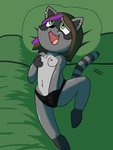 anthro blush breast_fondling breast_play breasts clothed clothing ear_piercing female fingering fondling fur hair hand_on_breast masturbation panties piercing solo underwear vaginal vaginal_fingering darkpatito sam_(pink) mammal procyonid raccoon 3:4 hi_res