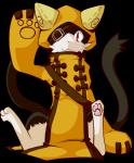 2_tails :3 ambiguous_gender cloak clothing eye_patch eyewear feral gesture multi_tail pawpads paws pose pupils sitting slit_pupils smile solo tail waving whiskers shin_(artist) arc_system_works asian_mythology blazblue east_asian_mythology japanese_mythology mythology jubei_(blazblue) felid kaka_(blazblue) mammal nekomata yokai alpha_channel