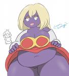 2018 absurd_res belly big_belly big_breasts bottomless breasts clothed clothing cosmicscourge curvy_figure duo evolutionary_family female front_view generation_1_pokemon generation_2_pokemon genitals hi_res humanoid jynx lips looking_at_viewer nintendo not_furry overweight pokemon pokemon_(species) presenting presenting_pussy pussy simple_background smoochum solo_focus standing thick_thighs undressing voluptuous wide_hips