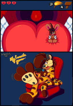 3_toes 4_fingers anthro big_feet big_tongue cartoon_gloves chair cheek_bulge clothing curling_toes duo feet fingers furniture heart_symbol inside_mouth looking_at_viewer macro male male/male mawplay micro open_mouth pawpads paws shirt sitting soft_vore soles spread_toes tail toes toony topwear uvula vore wide_tongue marquis2007 chase_(marquis2007) roderick_(tamerkoh) cheetah felid feline hybrid lagomorph leporid mammal pantherine rabbit tiger absurd_res hi_res