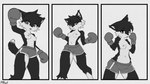 anthro bottomwear boxing boxing_gloves boxing_shorts breasts celebration clothed clothing dolphin_shorts female fighting_pose fist flexing fur hair handwear medium_breasts multicolored_body multicolored_fur pose raised_fist raised_hand short_hair shorts solo sport topless hikaridraws hikari_(hikaridraws) domestic_cat felid feline felis mammal 16:9 greyscale hi_res monochrome widescreen