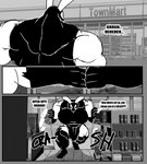 absurd_res anthro back_muscles big_bulge big_muscles big_pecs bulge clothing comic english_text hi_res huge_bulge huge_muscles huge_pecs huge_thighs hyper hyper_muscles lagomorph leporid long_ears male mammal mask monochrome muscular muscular_anthro muscular_arms muscular_legs muscular_male muscular_thighs parttimeyeen_(artist) pecs profanity rabbit solo suit text thick_thighs tight_clothing tristen_(parttimeyeen)