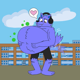 anthro belly belly_grab belly_squeeze big_belly building city male navel overweight playful playing solo squeezing squeezing_belly squish tail tail_motion tailwag supermariofann1 mythology supermariofanboy canid canine canis mammal mythological_canine mythological_creature werecanid werecanine werecreature werewolf wolf 1:1 2026 hi_res