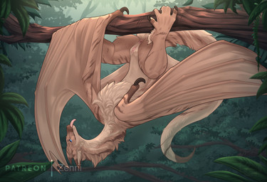 brown_body brown_fur claws female female_feral feral fluffy forest fur genitals membrane_(anatomy) membranous_wings outside pink_tongue pink_vulva plant raised_tail solo tail tail_anus tongue tongue_out tree vulva wings conditional_dnp zenrii european_mythology mythology lilikoi_(zenrii) dragon furred_dragon furred_scalie mythological_creature mythological_scalie scalie western_dragon wyvern absurd_res hi_res
