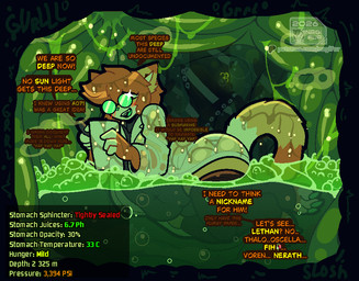 acid acids anthro bodily_fluids clothed clothing digestion extreme_size_difference femboy fur gameplay_mechanics hair inside_stomach internal lore macro male messy_stomach micro nerd oral_vore organs safe_vore size_difference soft_vore solo speech_bubble stats stomach stomach_acid tail text tongue topwear vore wet x-ray_view nagifur levi_(nagifur) nagi_(nagifur) felid mammal comic digital_media_(artwork) english_text story story_in_description