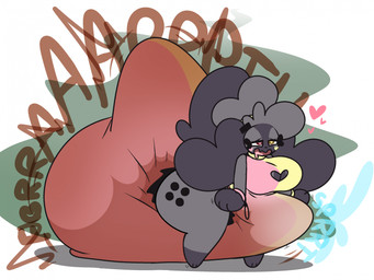 anthro big_breasts bodily_fluids breasts clothed clothing cum cum_in_diaper diaper ejaculation erection erection_in_diaper feces female female/female genital_fluids looking_pleasured soiling solo stink_fumes thick_thighs unclean_diaper wearing_diaper dummydoodles nintendo nintendo_switch drift_(dummydoodles) switch_dog canid canine mammal hi_res
