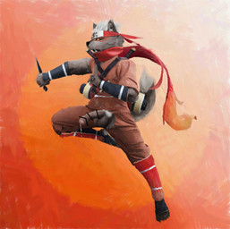 accessory asian_clothing balls bodily_fluids bulge burn_scar censor_bar chaps clothing east_asian_clothing erection genital_fluids genitals headband ineffective_censorship japanese_clothing jumping kunai male melee_weapon penis precum pubes red_eyes scar scarf scroll solo sword weapon yellow_sclera lifewonders tokyo_afterschool_summoners tadatomo_(tas) canid canine canis domestic_dog mammal censored