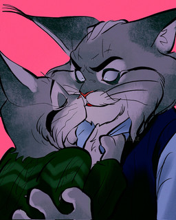 age_difference anthro black_ear_tips cheek_tuft clothing dipstick_ears duo ear_markings facial_hair facial_tuft fur green_clothing green_sweater green_topwear grey_body grey_fur kiss_on_lips kissing male male/male mature_male multicolored_ears mustache older_male pink_nose simple_background sweater topwear tuft vest whiskers younger_male g1evut_(artist) disney zootopia milton_lynxley pawbert_lynxley canada_lynx felid feline lynx mammal hi_res father_(lore) father_and_child_(lore) father_and_son_(lore) incest_(lore) parent_(lore) parent_and_child_(lore) parent_and_son_(lore) son_(lore)