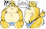 after_transformation anthro big_butt butt clothed clothing hair human_to_anthro male musclegut muscular muscular_anthro muscular_male overweight overweight_male simple_background species_transformation text transformation transformation_sequence underwear weight_gain coolietf breath_of_the_wild nintendo the_legend_of_zelda link avian humanoid hylian rito digital_media_(artwork) english_text hi_res