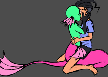 3_fingers 5_fingers 5_toes aged_up alternate_species alternate_universe bald black_hair blush blush_lines bottomwear claws clothed clothing duo ear_fins eyes_closed eyewear feet fin fingers fully_clothed glasses gloves_(marking) green_body green_skin hair humanoid_hands interspecies kiss_on_lips kissing long_tail male male/male male_on_human markings mermaidification nails nude on_lap outline pink_body pink_scales scales sharp_nails shirt shorts sitting sitting_on_lap split_form t-shirt tail tail_fin toes topwear undercut dreamscreep invader_zim mermay nickelodeon dib_membrane zim_(invader_zim) alien aquatic human hybrid irken mammal merfolk absurd_res colored digital_media_(artwork) flat_colors hi_res procreate_(artwork)
