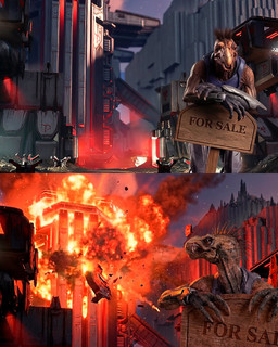 2_panel_comic 3_fingers anthro armor crossed_arms explosion fingers male parody quill_hair sharp_teeth sign solo teeth text nagozaramee092 halo_(series) megadeth microsoft xbox_game_studios alien kig-yar ruuhtian scalie 3d_(artwork) 4:5 colored comic digital_media_(artwork) english_text hi_res