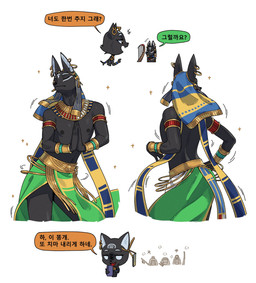anthro areola biped breasts clothed clothed_anthro clothed_female clothed_male clothing dancing duo egyptian egyptian_clothing eyes_closed female fingers front_view fur male navel nipples open_mouth open_smile rear_view simple_background smile standing teeth nulia egyptian_mythology middle_eastern_mythology mythology elmouti tarahe anubian_jackal canid canine canis deity domestic_cat felid feline felis jackal mammal 2026 digital_drawing_(artwork) digital_media_(artwork) hi_res