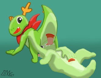 animal_genitalia cloaca duo fellatio female genitals male male/female oral penile sex slit_penis smile itmee kde katie_(kde) konqi scalie hi_res