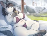 5_fingers anthro bikini biped breasts clothed clothing female fingers hair navel solo swimwear two-piece_swimsuit bahnbahn nessa_(kelthis) lagomorph leporid mammal rabbit absurd_res hi_res