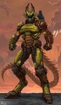 anthro armor breasts clothing cybernetics female hell horn machine solo suit tail weapon hilloty doom_(series) id_software microsoft mythology doom_slayer sulfur_(hilloty) cyborg dragon mythological_creature mythological_scalie scalie 2024 hi_res