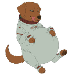abdominal_bulge belly big_belly bloated clothing female feral feral_pred licking licking_lips looking_at_self oral_vore pawpads paws soft_vore solo spacesuit tongue tongue_out vore ashantihyena cosmo_(marvel) bird_dog canid canine canis domestic_dog golden_retriever hunting_dog mammal retriever 1:1 absurd_res hi_res