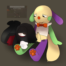 anthro balloon balloon_animal bite black_body black_eyes blood blush bodily_fluids bow_tie cape clothed clothing clown crying dacryphilia duo eye_contact feet for_a_head gasp gasping_for_air genital_fluids genitals gloves handwear ichor implied_blowjob inflatable ink leaking_precum looking_at_another makeup male male/male masochism mime multicolored_body nervous open_mouth ownership pantsless pawpads paws penis precum questionable_consent seductive semi-clothed sex spread_legs spreading tail tears toes toony yellow_body thepuppetmaster111 blushcrunch_studio dandy's_world roblox blot_(dandy's_world) looey_(dandy's_world) canid canine canis domestic_dog inkblot mammal toon_(dandy's_world) vampire 1:1 hi_res meme reaction_image