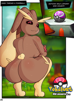 after_sex anthro black_sclera bodily_fluids breasts brown_body butt dripping female forest forest_background fur genital_fluids genitals gradient_background hair logo looking_at_viewer looking_back love_ball nature nature_background pink_eyes plant pokeball simple_background small_breasts solo tan_body tan_fur tan_hair text text_box tree vaginal_fluid_drip vaginal_fluids vulva kevwrite nintendo pokemon generation_4_pokemon lopunny pokemon_(species) absurd_res english_text hi_res