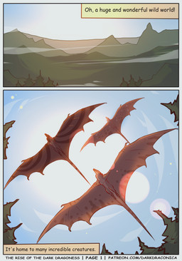 ambiguous_gender black_text brown_body brown_stripes cloud feral flying group light membrane_(anatomy) membranous_wings mountain page_number plant stripes sun tail text text_box tree trio wings darkdraconica european_mythology mythology dragon mythological_creature mythological_scalie scalie western_dragon wyvern 2022 absurd_res artist_name comic digital_drawing_(artwork) digital_media_(artwork) english_text hi_res lighting shaded url