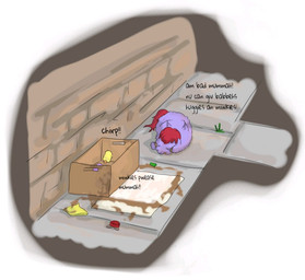 ambiguous_feral ambiguous_gender animal_noises baby_talk box brick brick_wall cardboard cardboard_box chirping container dialogue eyes_closed feces feral fur group hair hooves lying monotone_body monotone_fur neonate on_front orange_tail outside purple_body purple_fur quadruped red_hair red_tail tail text trio wall_(structure) wings yellow_body yellow_fur young young_ambiguous young_feral carpdime fluffy_pony mythology equid equine fluffy_pony_(species) mammal mythological_creature mythological_equine pegasus digital_media_(artwork) english_text