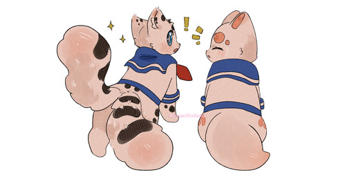 2_tails asian_clothing bar_emanata black_body black_fur black_stripes blue_eyes clothed clothed_female clothed_feral clothed_male clothing duo east_asian_clothing emanata exclamation_point female female_feral feral fluffy fluffy_tail fur japanese_clothing japanese_school_uniform looking_at_another looking_back_at_self male male_feral markings multi_tail multicolored_body multicolored_fur paws quadruped rear_view school_uniform serafuku simple_background spots spotted_body spotted_fur striped_body striped_fur stripes tail text two_tone_body two_tone_fur uniform white_background white_body white_fur lunnanathalia fabulous_beasts fuzai_(fabulous_beasts) hetao_(fabulous_beasts) canid canine felid fox mammal pantherine snow_leopard 2026 artist_name digital_drawing_(artwork) digital_media_(artwork) hi_res shaded soft_shading watermark