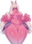 big_breasts bodily_fluids breasts female fur genital_fluids genitals innocent_expression nipples pink_body pink_fur pose pussy sex_toy smile solo thick_thighs thighs_together vaginal_fluids wide_hips helenwoodsr nintendo pokemon generation_9_pokemon humanoid pokemon_(species) tinkaton 2025 hi_res pinup