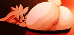 anthro blush butt clothing female fur genitals nude open_mouth pussy simple_background solo tail white_body white_fur ephemilie nintendo pokemon cinderace generation_8_pokemon lagomorph mammal pokemon_(species) hi_res