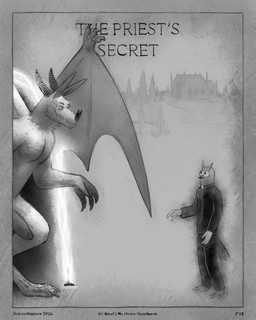 3_fingers 3_toes 4_fingers anthro border candle church duo eyebrows feet fingers genitals horn male penis plant portal priest priest_robes size_difference smile toes tree wings sharkinthepark all_mighty_lord_(sharkinthepark) avian bat bird mammal owl 2026 4:5 absurd_res comic hi_res monochrome