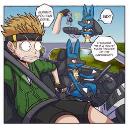 ambiguous_gender anthro black_body black_fur blue_body blue_fur car dialogue driving driving_car fur male orange_eyes text vehicle retsgar nintendo pokemon matt's_lucario_(retsgar) matt_(retsgar) generation_4_pokemon human lucario mammal pokemon_(species) 1:1 english_text hi_res female_(lore) male_(lore)