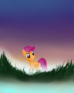 female feral night outside sky smile solo star starry_sky sunset young young_feral cynosure friendship_is_magic hasbro my_little_pony scootaloo_(mlp) equid equine horse mammal pony 4:5 absurd_res hi_res