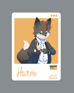 anthro blue_eyes clock clothing fur grey_body grey_fur looking_at_viewer male shirt simple_background smile solo suit tan_body tan_fur topwear watch 7catto hieurover canid canine canis mammal wolf